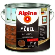 Лак акриловый Alpina Moebel для мебели глянцевый 2,5 л
