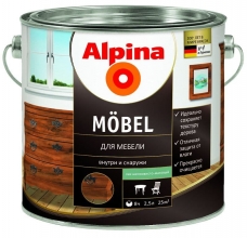 Лак акриловый Alpina Moebel для мебели шелковисто-матовый 2,5 л